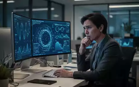 Eine nachdenkliche Person am Schreibtisch in einem modernen Büro, beleuchtet durch das Licht eines Computerbildschirms. - Foto: über boerse-global.de
