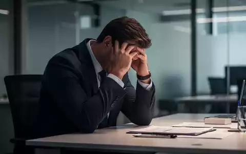 Ein Mann sitzt nachdenklich und sichtlich erschöpft an einem Schreibtisch in einem modernen Büro. - Foto: über boerse-global.de