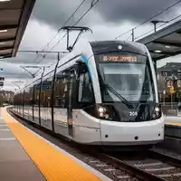 Ein stillstehender Saarbahn-Zug an einem leeren Bahnsteig während eines Streiks. - Foto: über boerse-global.de
