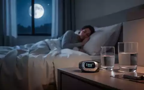 Ein ruhiges Schlafzimmer bei Nacht mit einem Schlaftracker auf dem Nachttisch, symbolisch für die Bedeutung von Schlaf. - Foto: über boerse-global.de