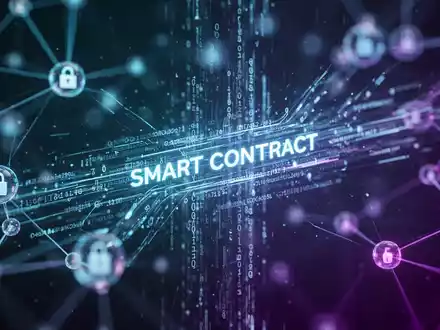 Glühende digitale Blockchain-Netzwerkvisualisierung, die Cybersicherheitsbedrohungen und Smart-Contract-Daten darstellt. - Foto: über boerse-global.de