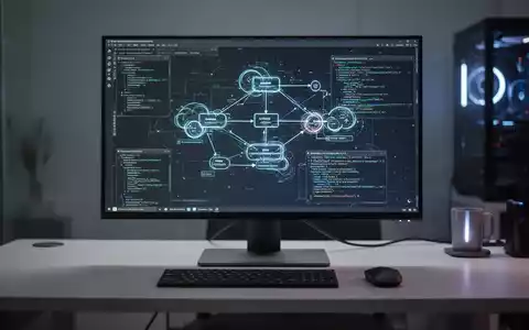 Moderner Linux-Arbeitsplatz mit leuchtender Software-Architektur-Anzeige auf einem Monitor in einem professionellen BĂŒro. - Foto: ĂŒber boerse-global.de