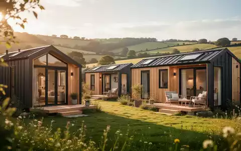 Ein Tiny-House-Dorf in einer sonnigen Landschaft als modernes und kosteneffizientes Wohnkonzept für Senioren. - Foto: über boerse-global.de