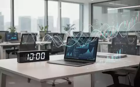 Moderner Büroarbeitsplatz mit Laptop und digitaler Uhr, der das Thema flexible Arbeitszeitgestaltung symbolisiert. - Foto: über boerse-global.de