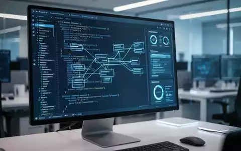 Moderner Computerbildschirm mit komplexem Code und Software-Entwicklungsoberfläche im professionellen Büro. - Foto: über boerse-global.de