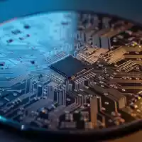 Nahaufnahme eines hochmodernen Silizium-Wafers mit komplexen Mikrochip-Schaltkreisen in einer Produktionsumgebung. - Foto: über boerse-global.de