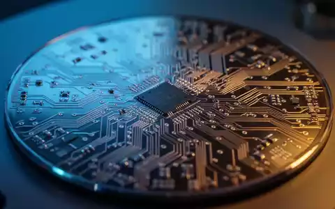 Nahaufnahme eines hochmodernen Silizium-Wafers mit komplexen Mikrochip-Schaltkreisen in einer Produktionsumgebung. - Foto: über boerse-global.de