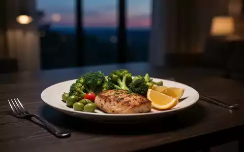 Ein gesundes, ausgewogenes Abendessen auf einem Holztisch bei sanfter Beleuchtung als Symbol für Schlafoptimierung. - Foto: über boerse-global.de