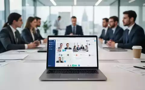 Moderner Büroarbeitsplatz mit Laptop für digitale Zusammenarbeit und virtuelle Kommunikation im betrieblichen Umfeld. - Foto: über boerse-global.de
