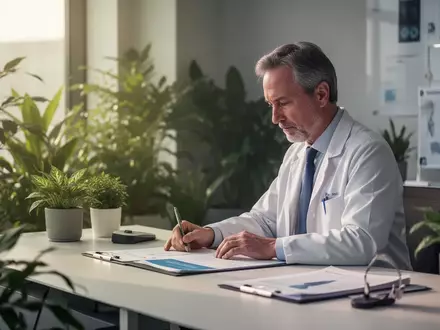 Eine Person mittleren Alters bei einer konzentrierten Tätigkeit in einer modernen, hellen Arbeitsumgebung. - Foto: über boerse-global.de