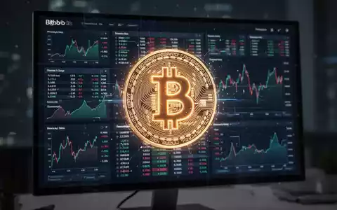 Leuchtendes digitales Bitcoin-Symbol in professionellem Finanzdaten-Dashboard integriert. - Foto: über boerse-global.de