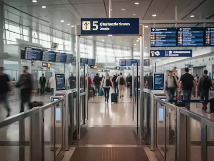 Ein belebter Flughafen-Terminalbereich, der die Atmosphäre von Reisekontrollen und internationalem Flugverkehr symbolisiert. - Foto: über boerse-global.de