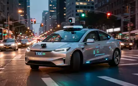 Ein autonomes Robotaxi fährt in der Dämmerung durch eine Stadtstraße im professionellen urbanen Transportbetrieb. - Foto: über boerse-global.de