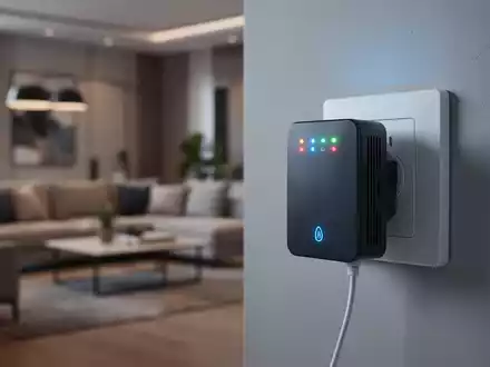 Moderner WLAN-Repeater in einer Steckdose in einem minimalistischen Zuhause. - Foto: über boerse-global.de