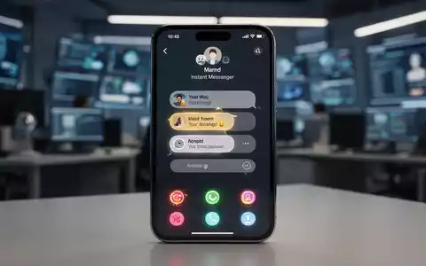Ein Smartphone-Display mit Retro-Instant-Messenger-Oberfläche in einem modernen Büro. - Foto: über boerse-global.de