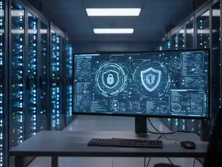 Modernes Rechenzentrum mit leuchtenden Server-Racks als Symbol für IT-Sicherheit und den Schutz lokaler Netzwerke. - Foto: über boerse-global.de