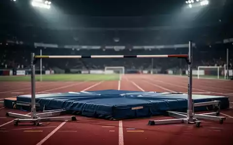 Leere Hochsprungmatte in einem Leichtathletikstadion als Symbol für verletzungsbedingte Ausfälle im Leistungssport. - Foto: über boerse-global.de