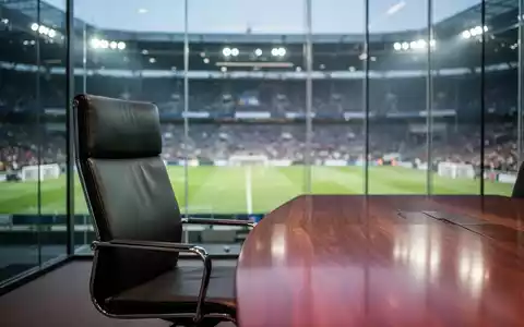 Moderner Konferenzraum mit Blick auf ein Fußballstadion, symbolisch für rechtliche Untersuchungen im Sportmanagement. - Foto: über boerse-global.de