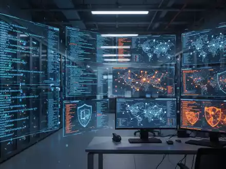 Digitale Visualisierung von Sicherheitsanalysen und Code-Strukturen auf Bildschirmen in einem modernen IT-Sicherheitszentrum. - Foto: über boerse-global.de