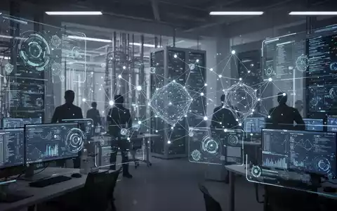 Abstraktes digitales Interface mit Datenvisualisierungen und Netzwerkstrukturen in einem modernen IT-Kontrollzentrum. - Foto: über boerse-global.de