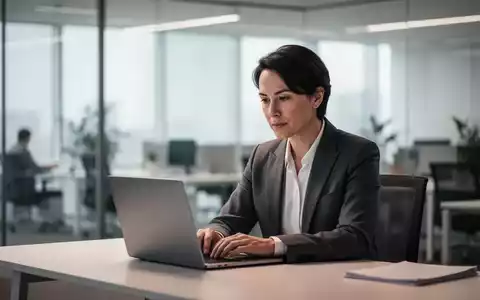 Eine Person arbeitet konzentriert und entspannt an einem aufgeräumten Schreibtisch in einem modernen, hellen Büro. - Foto: über boerse-global.de