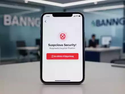 Ein Smartphone mit einer verdächtigen Sicherheitsmeldung auf einem Bildschirm in einer professionellen Büroumgebung. - Foto: über boerse-global.de