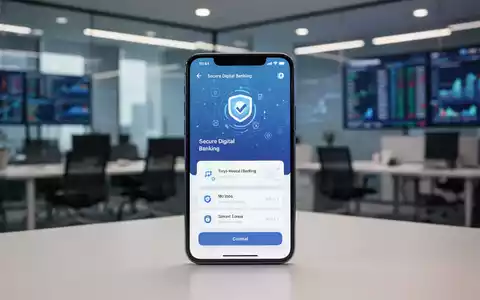 Ein modernes Smartphone zeigt die Oberfläche einer sicheren Banking-App in einem professionellen Büro. - Foto: über boerse-global.de