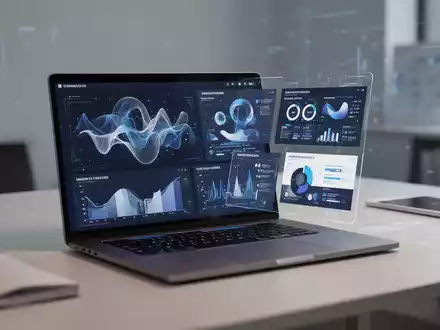 Modernes Laptop-Display mit Präsentationsfolien und Datenvisualisierungen im professionellen Arbeitsumfeld. - Foto: über boerse-global.de