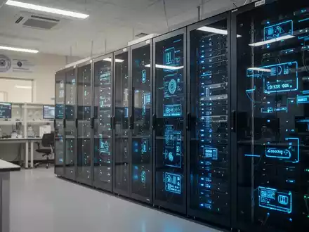 Modernes Rechenzentrum mit leuchtenden Server-Racks in einem indischen Forschungsinstitut. - Foto: über boerse-global.de
