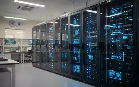 Modernes Rechenzentrum mit leuchtenden Server-Racks in einem indischen Forschungsinstitut. - Foto: über boerse-global.de