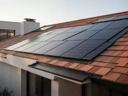 Ein modernes Hausdach mit nahtlos integrierten Solardachziegeln in minimalistischer Architektur. - Foto: über boerse-global.de