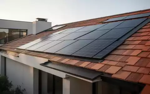 Ein modernes Hausdach mit nahtlos integrierten Solardachziegeln in minimalistischer Architektur. - Foto: über boerse-global.de