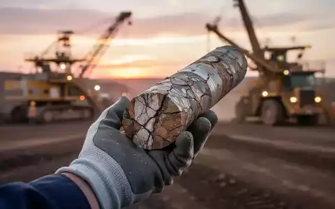 Geologische Gesteinsprobe aus einem Bohrprogramm im Bergbau bei Sonnenuntergang. - Foto: über boerse-global.de