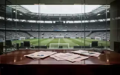 Ein minimalistisches, professionelles Büro mit Blick auf ein Fußballstadion im Hintergrund, das finanzielle Transparenz symbolisiert. - Foto: über boerse-global.de