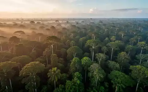 Luftaufnahme des dichten Amazonas-Regenwaldes bei goldenem Licht. - Foto: über boerse-global.de