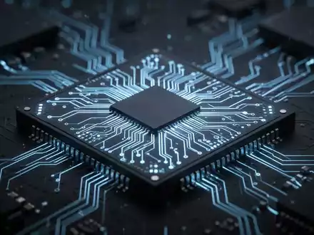 Ein glühender Mikrochip auf einem dunklen, technologischen Hintergrund als Symbol für die Halbleiterindustrie. - Foto: über boerse-global.de
