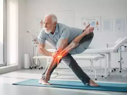 Eine Person bei einer physiotherapeutischen Übung in einem hellen, modernen Raum zur Unterstützung der Gelenkgesundheit. - Foto: über boerse-global.de