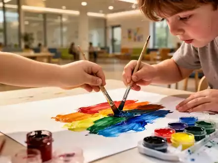 Ein Kind malt mit Wasserfarben auf Papier, um traumatische Erlebnisse kreativ zu verarbeiten. - Foto: über boerse-global.de