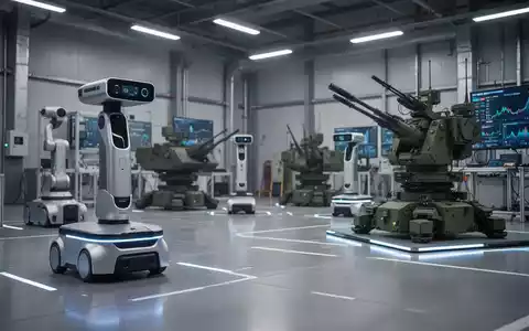 Moderne autonome Verteidigungstechnologie und Robotik in einer Industriehalle. - Foto: über boerse-global.de
