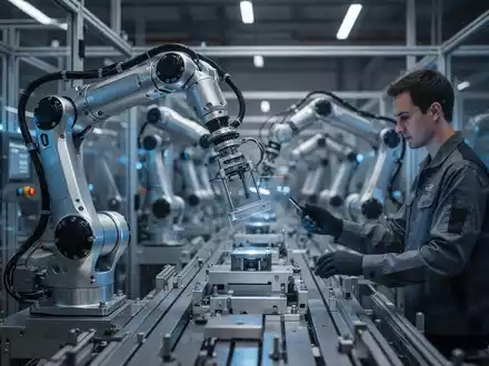 Ein Techniker arbeitet an einem fortschrittlichen humanoiden Roboterarm in einer modernen High-Tech-Industrieanlage. - Foto: über boerse-global.de