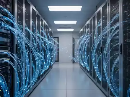 Moderner Serverraum mit leuchtenden Glasfaserkabeln als Telekommunikationsinfrastruktur. - Foto: über boerse-global.de