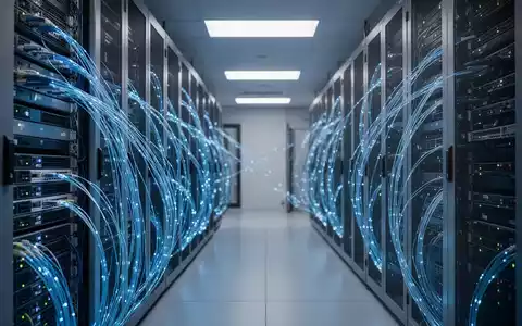 Moderner Serverraum mit leuchtenden Glasfaserkabeln als Telekommunikationsinfrastruktur. - Foto: über boerse-global.de