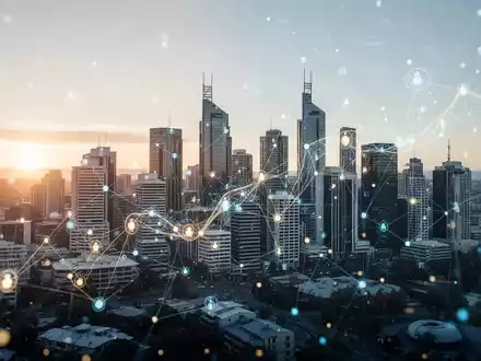 Moderne australische Stadtlandschaft mit digitalen Datenüberlagerungen, die künstliche Intelligenz und Wirtschaftswachstum darstellen. - Foto: über boerse-global.de