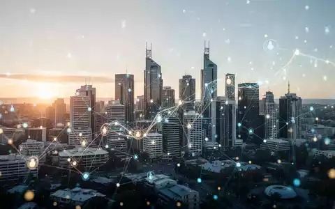 Moderne australische Stadtlandschaft mit digitalen Datenüberlagerungen, die künstliche Intelligenz und Wirtschaftswachstum darstellen. - Foto: über boerse-global.de