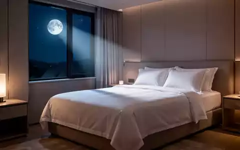 Ein minimalistisch gestaltetes, modernes Schlafzimmer in nächtlicher Atmosphäre mit weichem Licht auf einem ordentlich gemachten Bett. - Foto: über boerse-global.de