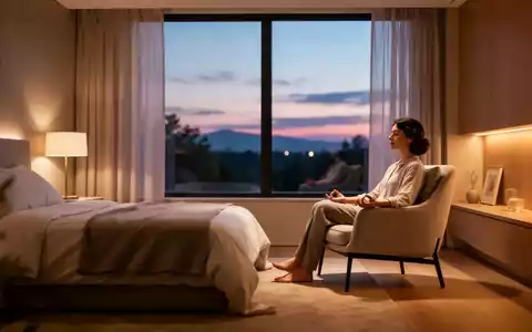 Eine Person praktiziert in einem modern eingerichteten, ruhig beleuchteten Schlafzimmer Achtsamkeitsübungen zur Entspannung. - Foto: über boerse-global.de