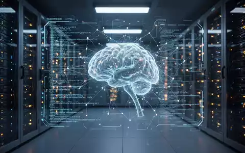 Leuchtende digitale Netzwerkschnittstelle in einem High-Tech-Serverraum, die fortschrittliche KI-Sicherheit und -Entwicklung darstellt. - Foto: über boerse-global.de