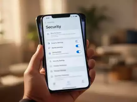 Ein Smartphone in der Hand, das Sicherheitseinstellungen anzeigt, vor einem unscharfen Hintergrund. - Foto: über boerse-global.de