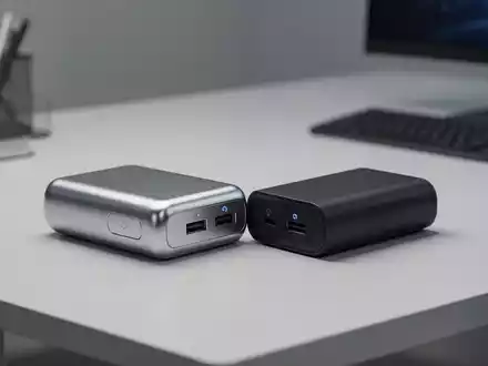 Ein modulares, zweiteiliges Powerbank-Gerät auf einem modernen Schreibtisch zur mobilen Hardware-Optimierung. - Foto: über boerse-global.de