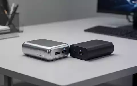 Ein modulares, zweiteiliges Powerbank-GerĂ€t auf einem modernen Schreibtisch zur mobilen Hardware-Optimierung. - Foto: ĂŒber boerse-global.de
